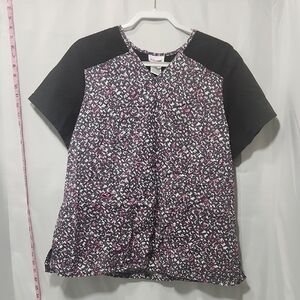 Scrubstar Women's Top - Black and Pink Pattern